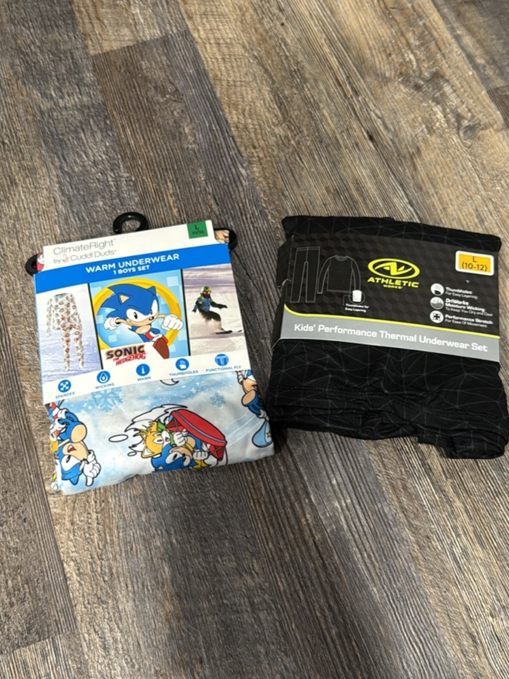 2 athletic works and sonic warm underwear set for kids